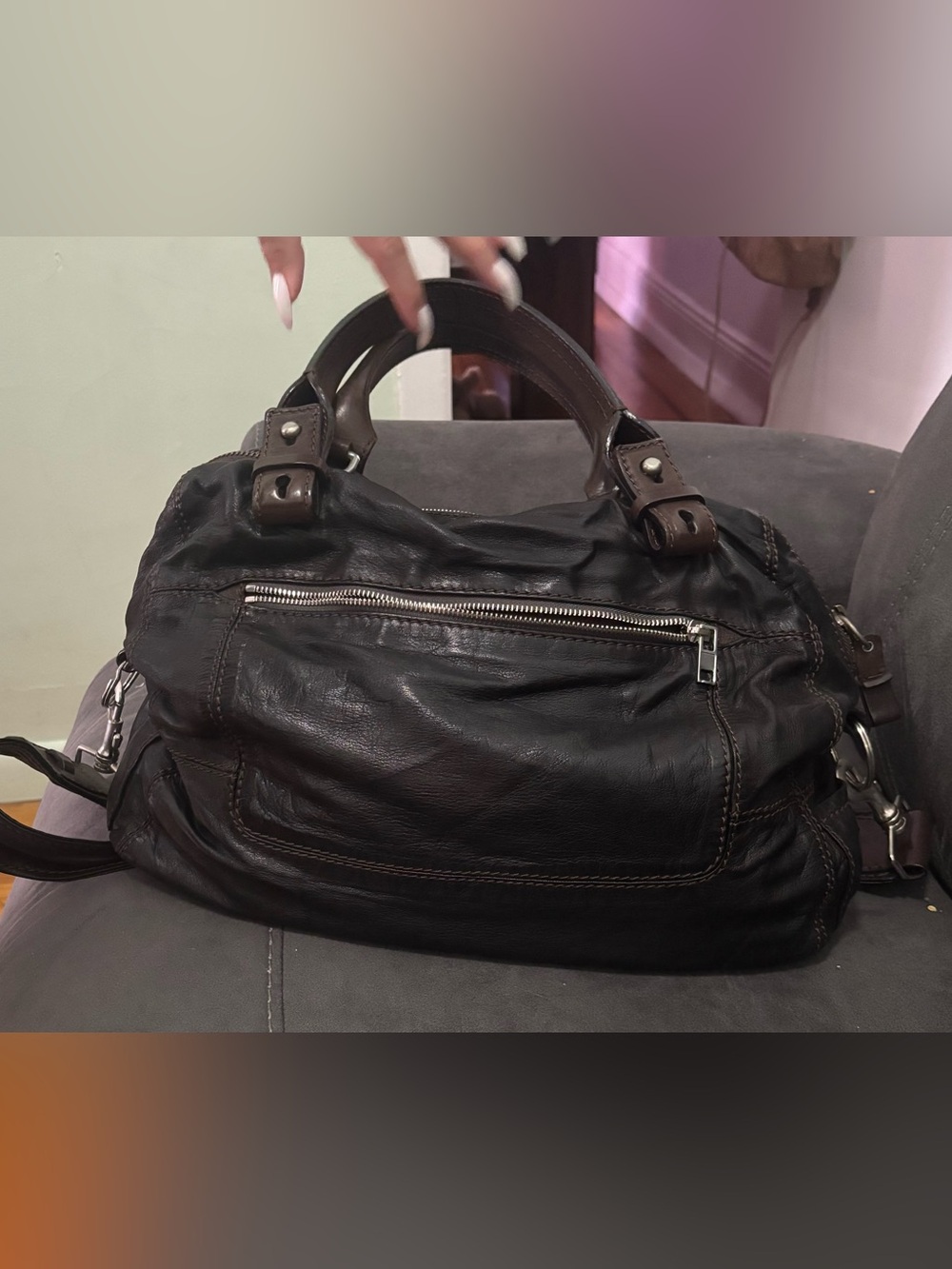Vintage Chloe Black and Brown Leather  Bag - Picture 5 of 6